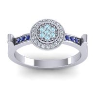 Aquamarine Fashion Ring In 14k White Gold With Lab Diamond And Blue Sapphire – Ragga Statement Ring