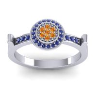 Citrine Fashion Ring In 14k White Gold With Blue Sapphire – Ragga Statement Ring