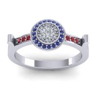 Lab Diamond Fashion Ring In 14k White Gold With Blue Sapphire And Ruby – Ragga Statement Ring