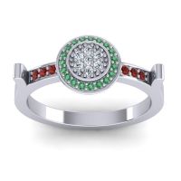 Diamond Fashion Ring In 14k White Gold With Emerald And Garnet – Ragga Statement Ring