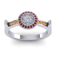 Diamond Fashion Ring In 14k White Gold With Ruby And Citrine – Ragga Statement Ring
