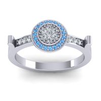 Diamond Fashion Ring In 14k White Gold With Swiss Blue Topaz – Ragga Statement Ring