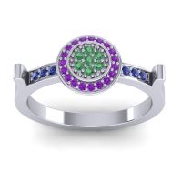 Emerald Fashion Ring In 18k White Gold With Amethyst And Blue Sapphire – Ragga Statement Ring
