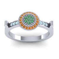 Emerald Fashion Ring In Platinum With Citrine And Aquamarine – Ragga Statement Ring
