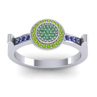 Emerald Fashion Ring In Platinum With Peridot And Blue Sapphire – Ragga Statement Ring