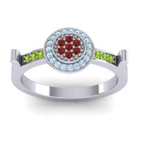 Garnet Fashion Ring In 14k White Gold With Aquamarine And Peridot – Ragga Statement Ring