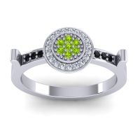 Peridot Fashion Ring In 14k White Gold With Diamond And Black Onyx – Ragga Statement Ring