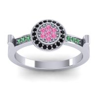 Pink Tourmaline Fashion Ring In 18k White Gold With Black Onyx And Emerald – Ragga Statement Ring