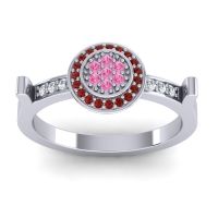 Pink Tourmaline Fashion Ring In 14k White Gold With Garnet And Diamond – Ragga Statement Ring