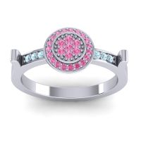 Pink Tourmaline Fashion Ring In 14k White Gold With Aquamarine – Ragga Statement Ring