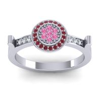 Pink Tourmaline Fashion Ring In 14k White Gold With Ruby And Diamond – Ragga Statement Ring