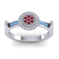 Ruby Fashion Ring In 14k White Gold With Lab Diamond And Swiss Blue Topaz – Ragga Statement Ring