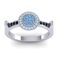 Swiss Blue Topaz Fashion Ring In 14k White Gold With Aquamarine And Black Onyx – Ragga Statement Ring