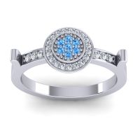 Swiss Blue Topaz Fashion Ring In 14k White Gold With Lab Diamond And Diamond – Ragga Statement Ring