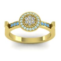 Diamond Fashion Ring In 14k Yellow Gold With Aquamarine And Swiss Blue Topaz – Ragga Statement Ring