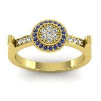 Diamond Fashion Ring In 14k Yellow Gold With Blue Sapphire And Lab Diamond – Ragga Statement Ring