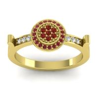 Garnet Fashion Ring In 14k Yellow Gold With Ruby And Diamond – Ragga Statement Ring