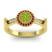 Peridot Fashion Ring In 14k Yellow Gold With Garnet And Diamond – Ragga Statement Ring