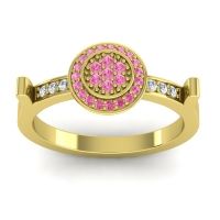 Pink Tourmaline Fashion Ring In 14k Yellow Gold With Lab Diamond – Ragga Statement Ring