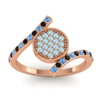 Aquamarine Fashion Ring In 18K Rose Gold With Black Onyx And Swiss Blue Topaz – Antaripa Statement Ring