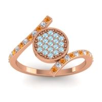 Aquamarine Fashion Ring In 18K Rose Gold With Lab Diamond And Citrine – Antaripa Statement Ring
