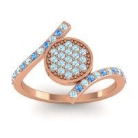 Aquamarine Fashion Ring In 14K Rose Gold With Swiss Blue Topaz – Antaripa Statement Ring
