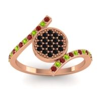 Black Onyx Fashion Ring In 18K Rose Gold With Peridot And Garnet – Antaripa Statement Ring