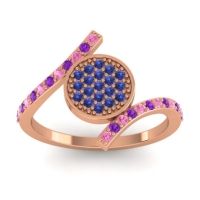 Blue Sapphire Fashion Ring In 14K Rose Gold With Amethyst And Pink Tourmaline – Antaripa Statement Ring