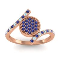 Blue Sapphire Fashion Ring In 18K Rose Gold With Aquamarine – Antaripa Statement Ring