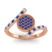 Blue Sapphire Fashion Ring In 18K Rose Gold With Aquamarine – Antaripa Statement Ring