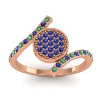 Blue Sapphire Fashion Ring In 14K Rose Gold With Emerald – Antaripa Statement Ring