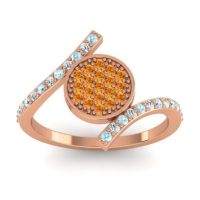 Citrine Fashion Ring In 18K Rose Gold With Lab Diamond And Aquamarine – Antaripa Statement Ring