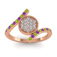 Diamond Fashion Ring In 18K Rose Gold With Amethyst And Peridot – Antaripa Statement Ring