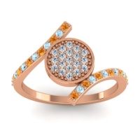 Lab Diamond Fashion Ring In 18K Rose Gold With Aquamarine And Citrine – Antaripa Statement Ring
