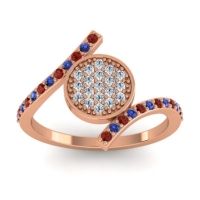Lab Diamond Fashion Ring In 18K Rose Gold With Blue Sapphire And Garnet – Antaripa Statement Ring