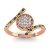 Lab Diamond Fashion Ring In 18K Rose Gold With Peridot And Blue Sapphire – Antaripa Statement Ring