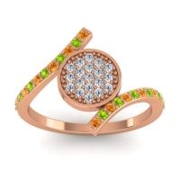 Lab Diamond Fashion Ring In 18K Rose Gold With Peridot And Citrine – Antaripa Statement Ring