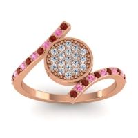 Diamond Fashion Ring In 18K Rose Gold With Pink Tourmaline And Garnet – Antaripa Statement Ring
