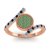 Emerald Fashion Ring In 14K Rose Gold With Black Onyx And Swiss Blue Topaz – Antaripa Statement Ring