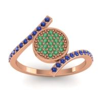 Emerald Fashion Ring In 14K Rose Gold With Blue Sapphire – Antaripa Statement Ring