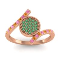 Emerald Fashion Ring In 14K Rose Gold With Citrine And Pink Tourmaline – Antaripa Statement Ring