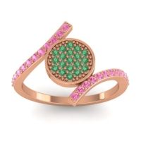 Emerald Fashion Ring In 14K Rose Gold With Pink Tourmaline – Antaripa Statement Ring