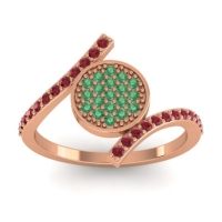 Emerald Fashion Ring In 14K Rose Gold With Ruby – Antaripa Statement Ring