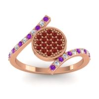 Garnet Fashion Ring In 18K Rose Gold With Lab Diamond And Amethyst – Antaripa Statement Ring