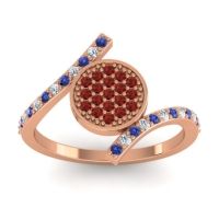 Garnet Fashion Ring In 18K Rose Gold With Lab Diamond And Blue Sapphire – Antaripa Statement Ring