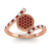 Garnet Fashion Ring In 18K Rose Gold With Ruby And Aquamarine – Antaripa Statement Ring