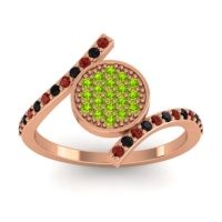 Peridot Fashion Ring In 18K Rose Gold With Black Onyx And Garnet – Antaripa Statement Ring