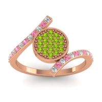 Peridot Fashion Ring In 18K Rose Gold With Pink Tourmaline And Diamond – Antaripa Statement Ring