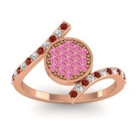 Pink Tourmaline Fashion Ring In 18K Rose Gold With Diamond And Garnet – Antaripa Statement Ring