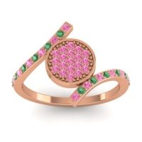 Pink Tourmaline Fashion Ring In 14K Rose Gold With Emerald – Antaripa Statement Ring